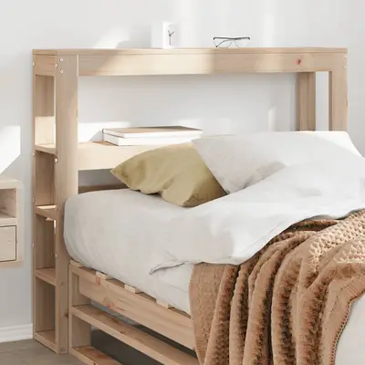 Tablie de pat cu rafturi, 75 cm, lemn masiv de pin
