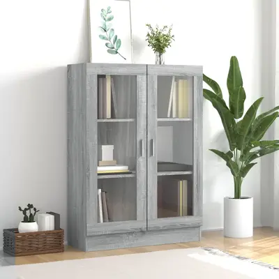 Dulap vitrina, gri sonoma, 82,5x30,5x115 cm, lemn prelucrat