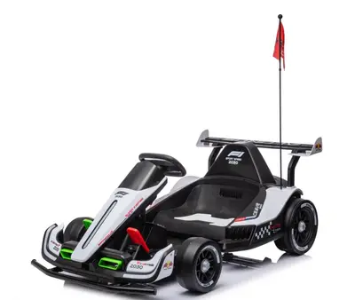 Kart electric pentru copii 3-11 ani, Racing F1, 500W, 24V, telecomanda, cu functie de drift, alb