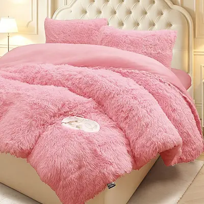 Pilota Cocolino Fluffy, 200x230cm si 2 fete de perna 50x70cm, Roz