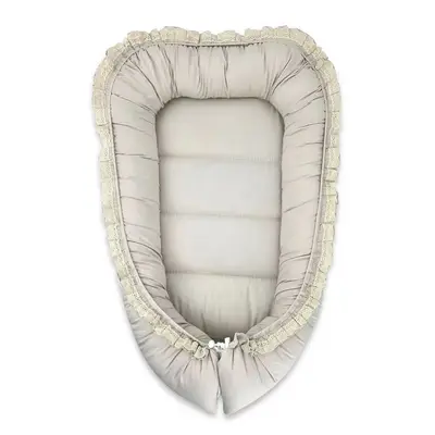 Cosulet bebelus, MimiNu, Premium, Pentru dormit, Baby Nest 55 x 75 cm, Cu Volanase si dantela, Husa…