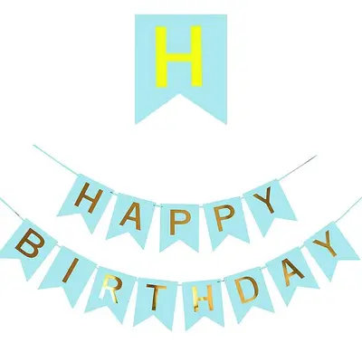 Ghirlandă din hârtie cu mesaj Happy Birthday - Bleu