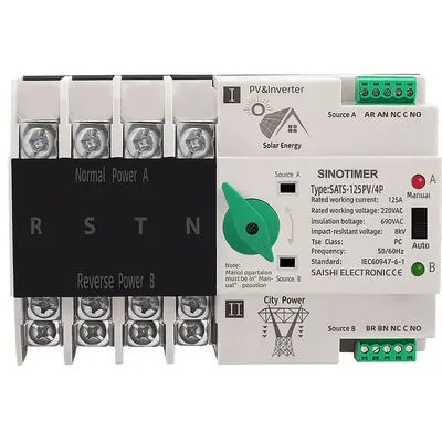 Comutator de transfer, PV, 4P cu sina DIN, SINOTIMER, comutatoare de selectie automata de transfer…