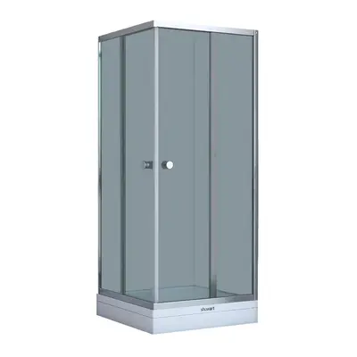 Cabina dus simpla Londra patrata sticla clara 90 x 90 x 195 cm cadita si sifon incluse