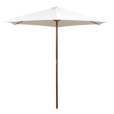 Umbrela de soare cu stalp de lemn 270 x 270 cm, alb crem