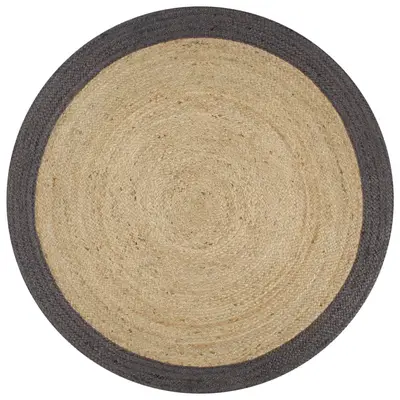 Covor manual cu margine gri inchis, 120 cm, iuta