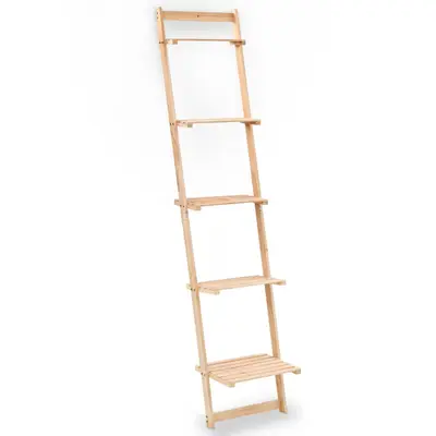 Raft de perete tip scara, lemn de cedru, 41,5 x 30 x 176 cm