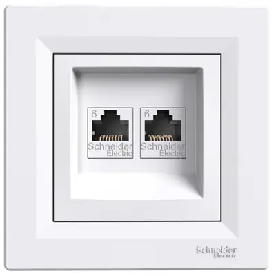 Priza date dubla RJ45 cat.6 UTP Schneider Asfora EPH4800121, alb