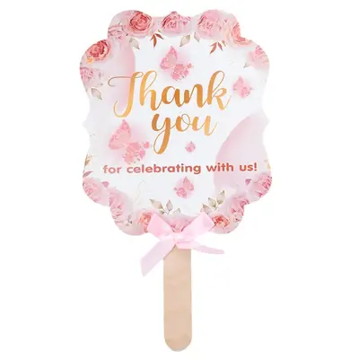 Evantaie hârtie Thank you - roz (set 10 buc) - 17x20cm - Default Title