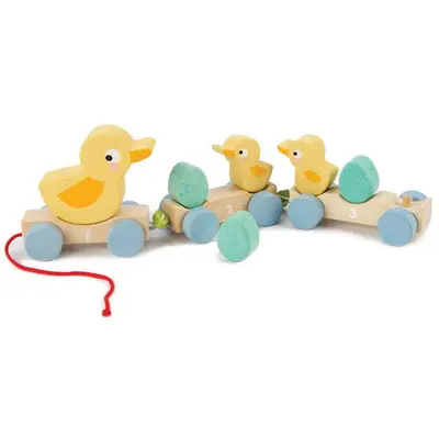 Tender Leaf Jucarie tractabila din lemn premium, Trenulet tractabil cu ratuste, Tender Leaf Toys …
