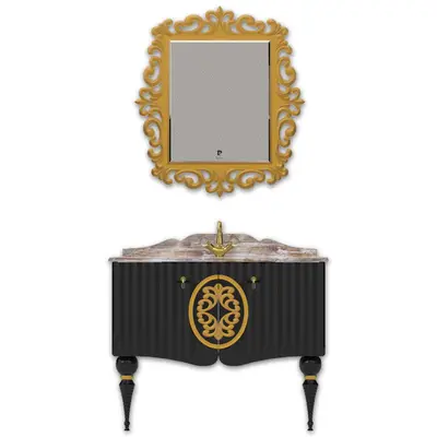 Set mobilier baie Pierre Cardin Moma 3 piese negru 106 cm