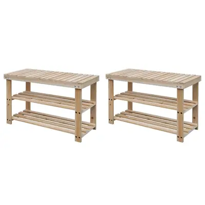 Pantofar 2-in-1 cu banca, 2 buc., lemn masiv