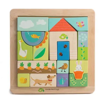 Tender Leaf Puzzle educativ ilustratii din gradina, Tender Leaf Toys - Garden Patch Puzzle, din…