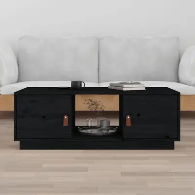 Masuta de cafea, negru, 100x50x35 cm, lemn masiv de pin