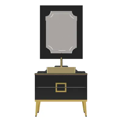 Set mobilier baie Pierre Cardin Mercury 3 piese negru-auriu 90 cm