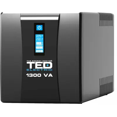 Ups 1300VA/750W LCD TED Line cu stabilizator 4 iesiri schuko, repornire automata, 2x 7Ah, USB…