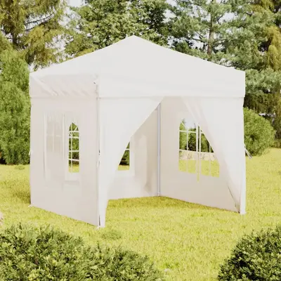 Cort pliabil pentru petrecere, cu pereti laterali, alb, 2x2 m