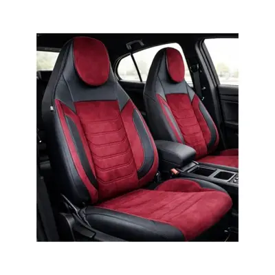 Huse scaune auto universale fractionate Premium cu tetiera fata incorporata negru cu visiniu Cod…