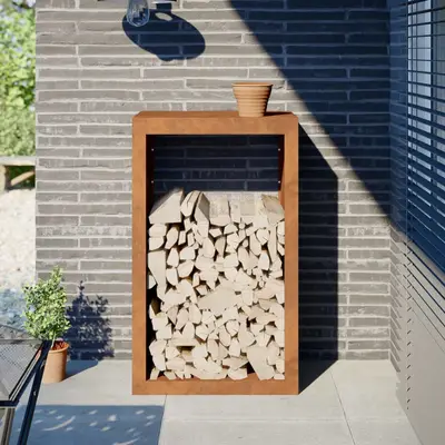 Suport pentru lemne de foc, 60x40x100 cm, otel corten