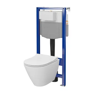 Set vas WC suspendat rimless cu rezervor incastrat Cersanit C14 Aqua 50 + capac duroplast cu soft…