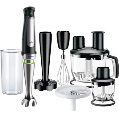 BRAUN Mixer vertical Braun MQ7087X, 1000 W, Pahar gradat 0.6 l, Procesor alimente 1.5l, Tocator…