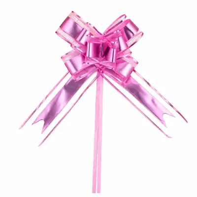 Funde pull bow din satin și organza - roz (set 10 buc) - Default Title