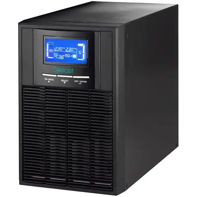 spacer UPS Spacer Online SPUP-1000D-OLT01, 1000VA/900W, AVR, Sinusoida Pura, LCD, 3 prize Schuko…