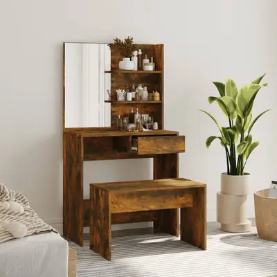 Set masuta de toaleta, stejar afumat, 74,5x40x141 cm