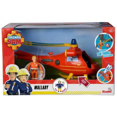 SIMBA Elicopter de jucarie SIMBA Helicopter Fireman Sam Wallby cu figurina, Sunet si Lumini…