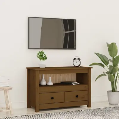 Comoda tv, maro miere, 79x35x52 cm, lemn masiv de pin