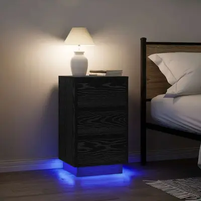 Noptiera cu lumini led negru 38x34x65 cm