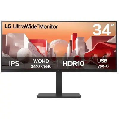 LG Monitor IPS LED LG 34 34BA75QE-B, UWQHD 3440 x 1440, HDMI, DisplayPort, Ecran curbat Negru