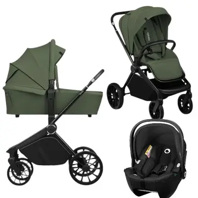 Carucior 3 in 1, Lionelo, Mika Plus, Cu scoica auto Moxie Black Carbon, Reversibil, Cu sistem de…