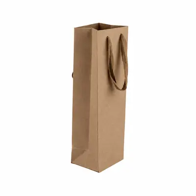 Pungi kraft cu mâner textil pentru o sticlă (set 10 buc) - Default Title
