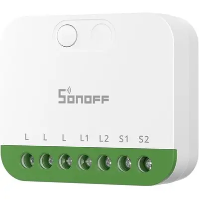 Releu Smart Sonoff MINI-2GS, Matter Over Wi-Fi, 2 Canale Independente, 16A Total, Alb