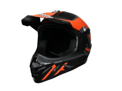 Casca motocross atv, SAFEBET HF-115 Fly-O, culoare negru mat portocaliu, marime S