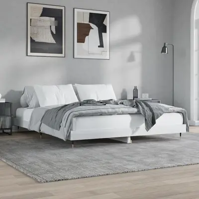Cadru de pat, alb extralucios, 120x200 cm, lemn prelucrat