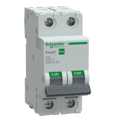 Intreruptor automat (MCB), Easy9 Pro, 2P, 63A, C curba, 6000A, Schneider EZ9F57263