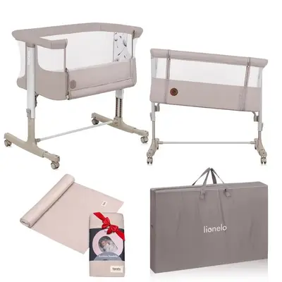 Patut co-sleeper, Lionelo, Aurora Beige Cappuccino, 3 in 1, Cu leganare si setare unghiulara, 0…