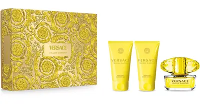 Set Cadou Versace Yellow Diamond, Femei, Apa de Toaleta 50 ml + Gel de dus, 50 ml + Lotiune de…