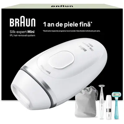BRAUN Epilator IPL Braun IPL Silk·expert Mini PL1115, SensoAdapt, 300.000 impulsuri, 3 niveluri de…