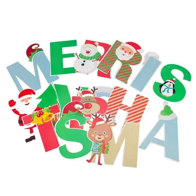 Banner Crăciun cu mesaj Merry Christmas - model 3 multicolor - Default Title