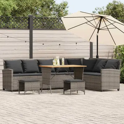 Set canapea gradina 4 piese cu perne forma l polirattan gri