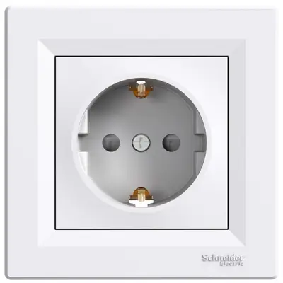 Priza simpla 2P+E, 16A cu obturatoare Schneider Asfora EPH2900221, alb