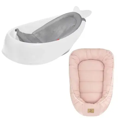 Set Cadita inteligenta, Skip Hop, Pentru 3 etape de crestere, Alb si cosulet bebelus, Qmini, 55 x…