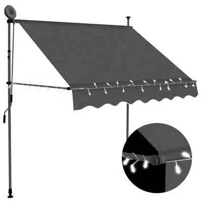 Copertina retractabila manual cu led, antracit, 100 cm