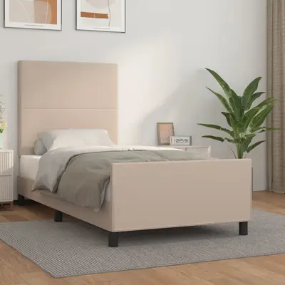 Cadru de pat cu tablie, cappuccino, 90x190 cm, piele ecologica