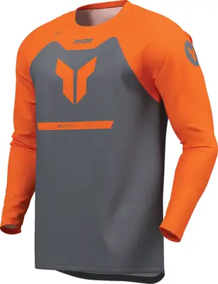 Tricou atv cross copii Thor Ridemode Menace, culoare gri portocaliu, marime 2YXS