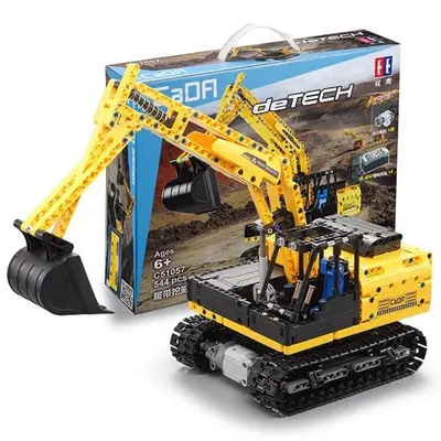 Excavator cu telecomanda CADA, set constructie din 544 piese, functii mobile mecanice, rotatie 360…