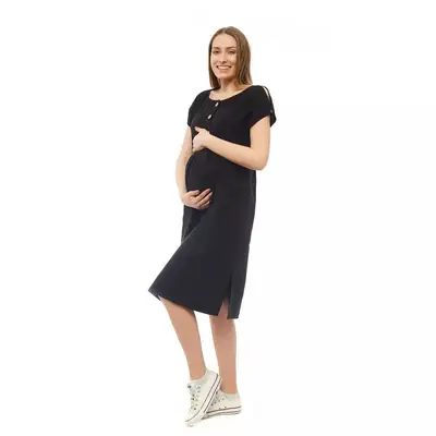 Rochie pentru gravide si pentru alaptare, Qmini, L/XL, Din in si poliester, Confortabila si lejera…